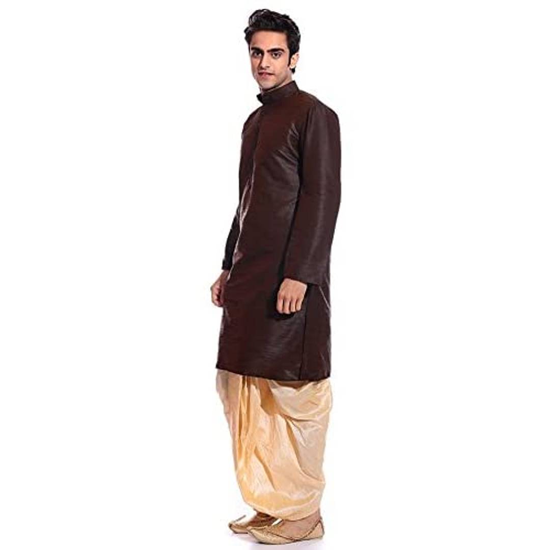 MAG Men's Silk Regular Kurta Dhoti (RG-1565-$JA_Red)